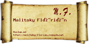 Malitsky Flórián névjegykártya